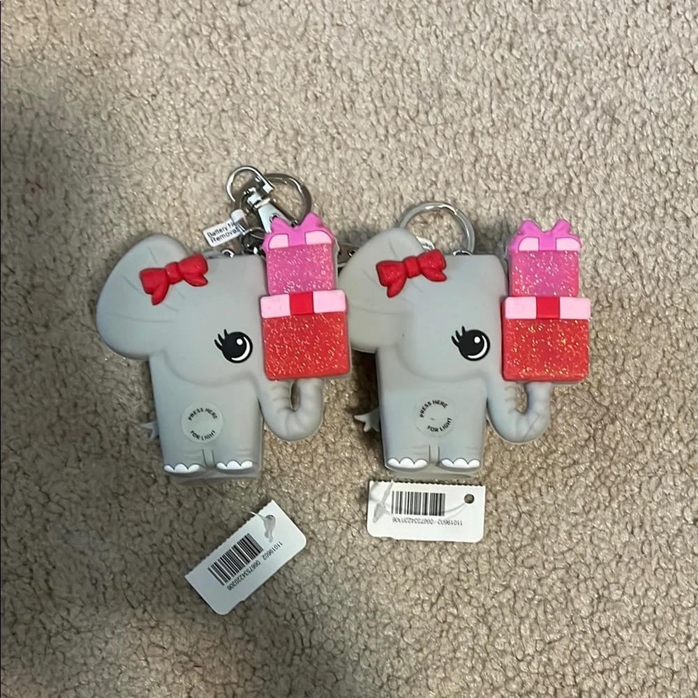 Cute Gray Elephant Keychain with Pink & Red Gift Charm
